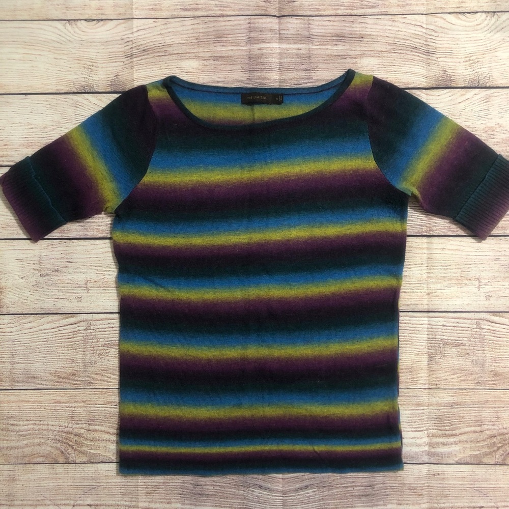 The Limited Striped Short Sleeve Sweater - size S